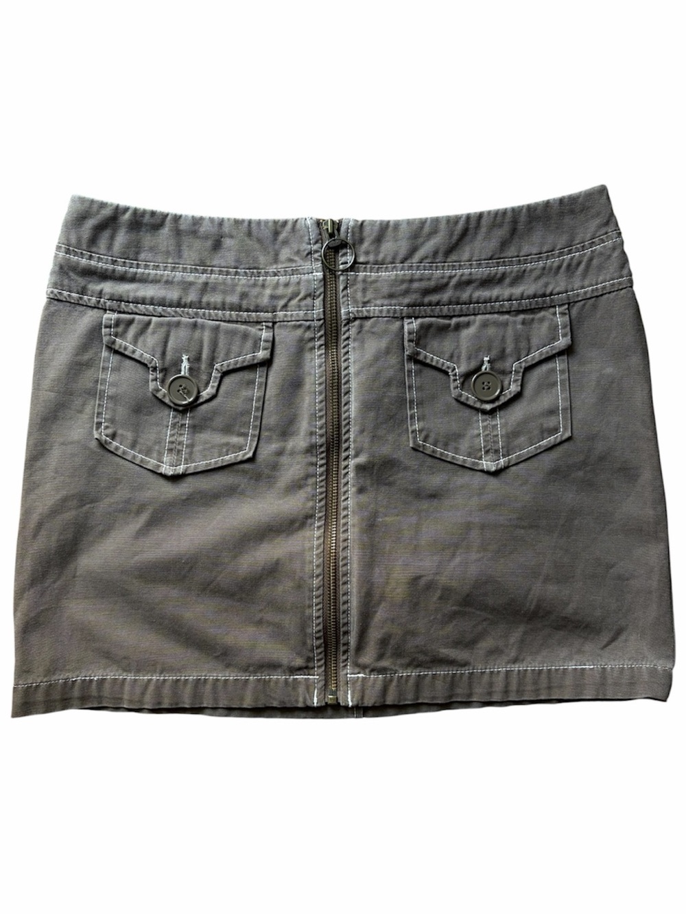 Nevada Cargo Mini Skirt Brown Utility Zip Front Y2K Pocket Skirt Streetwear